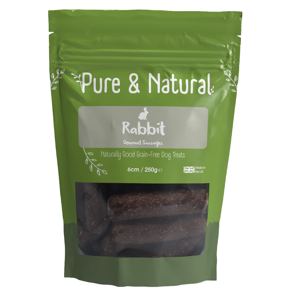 Pure & Natural Rabbit Gourmet Sausages 6cm 250g Dog/Puppy Treat