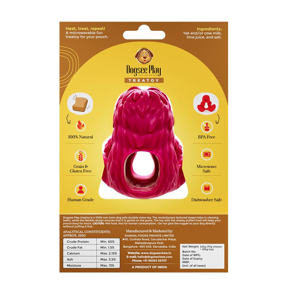 Dogsee Play TreatToy Pink Microwavable Yak Toy