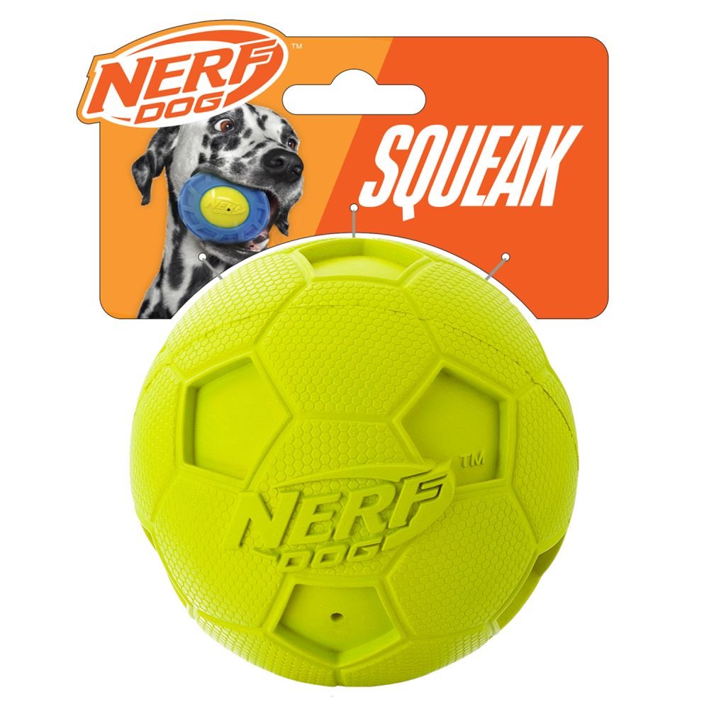 Nerf Dog Rubber Soccor/FootBall Squeak Ball Teething 4" Dog/Puppy Toy