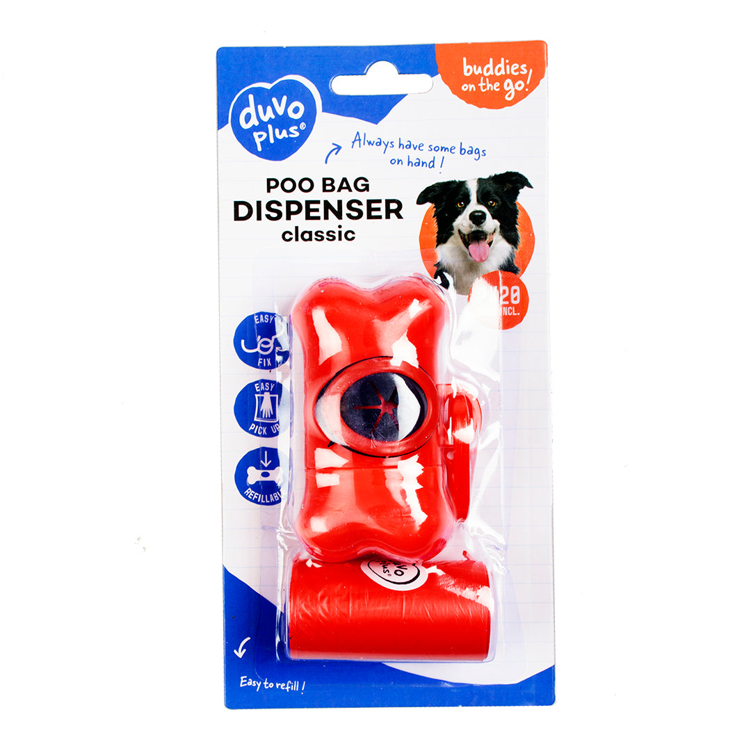 Poo Bag Dispenser Bone Shaped Red