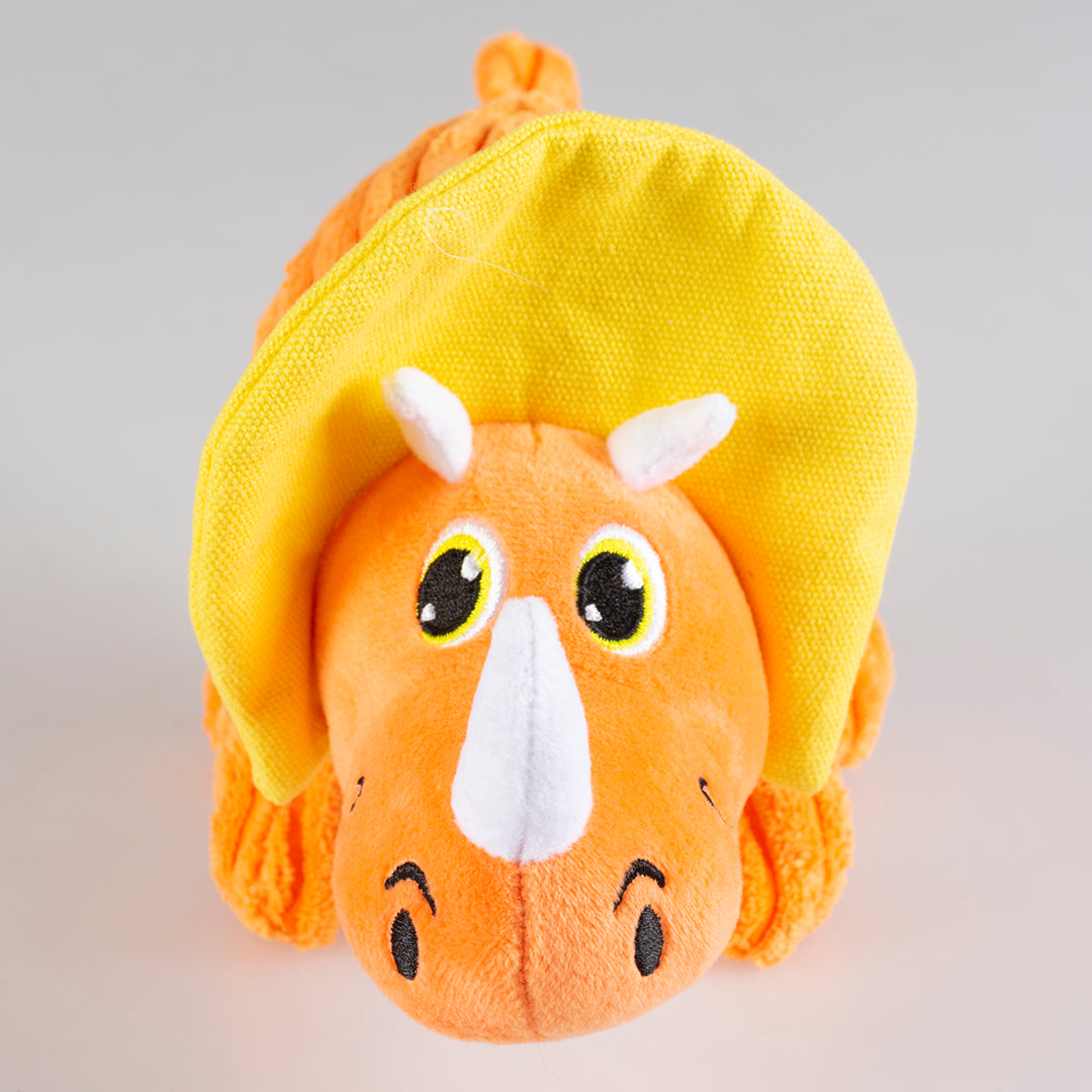 Plush Dino Triceratops Corduroy Squeaker Dog/Puppy Teddy 30x12x14cm