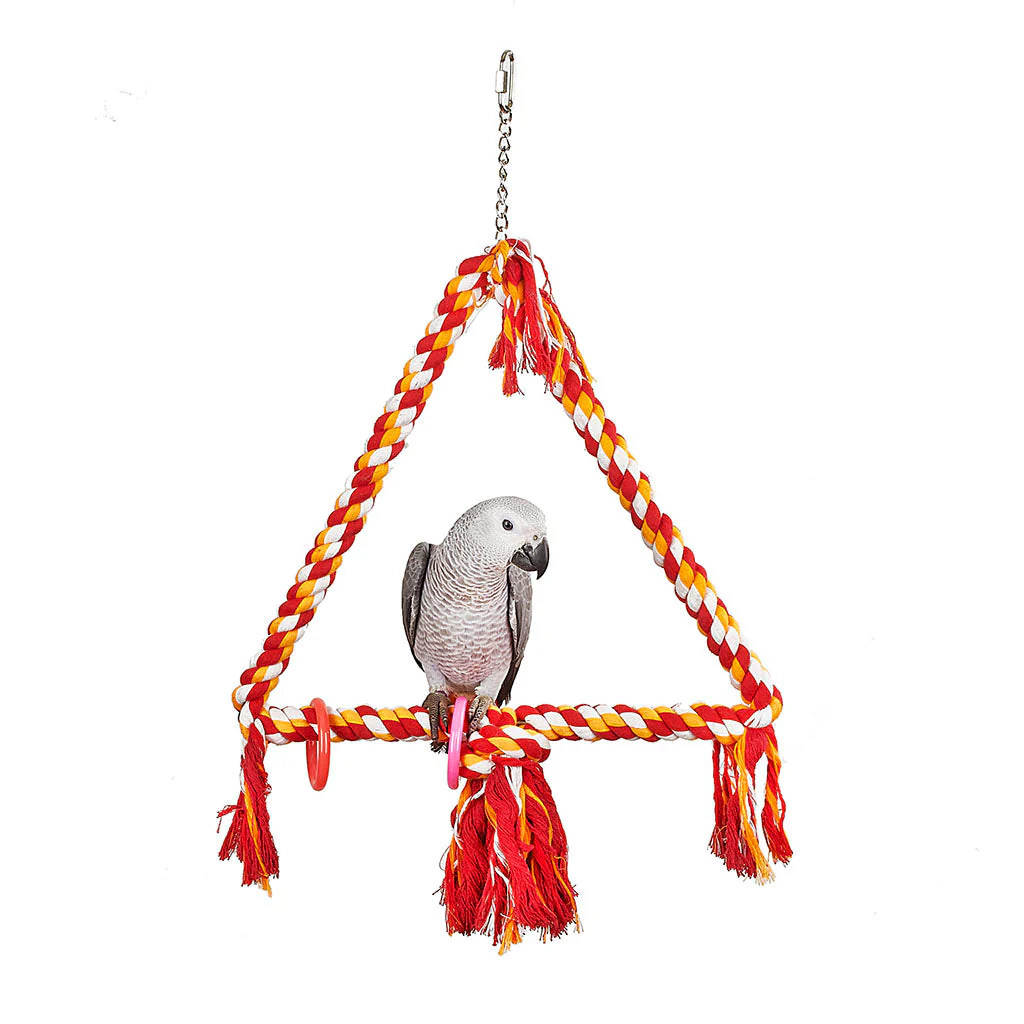 ADVENTURE BOUND LARGE 45 CM COTTON ROPE TRIANGLE PARROT SWING TOY AFRICAN GREY