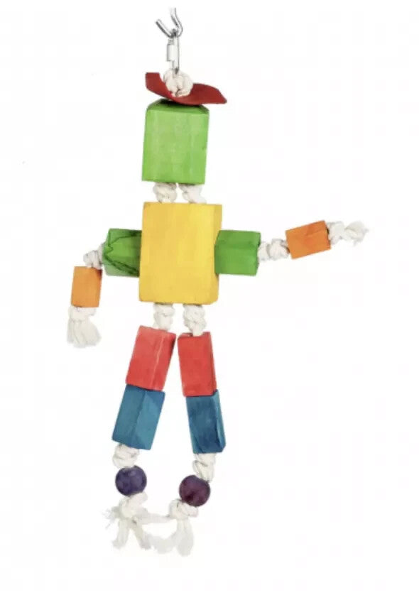 The Robot Hanging Wood and Rope Bird Parrot Toy African grey cockatoo amazon