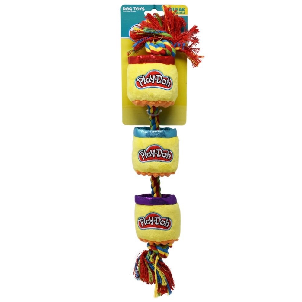 Hasbro Dog/Puppy Toys Squeak and Crinkle Play-Doh Cans 18in Yellow/Green/Red