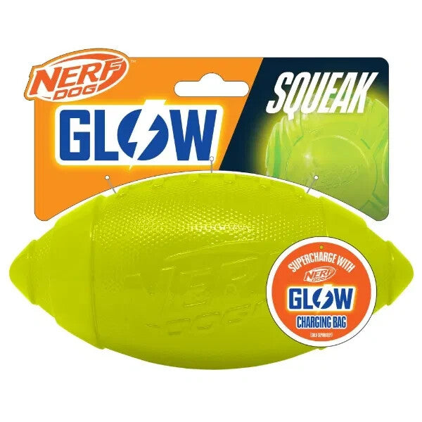 NERF DOG tpr ULTRA GLOW classic sqeak 7" Rugby Ball American football