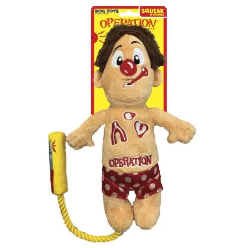 Hasbro Operation Cavity Sam Squeak & Crunch with Rope 12" Dog/Puppy Toy