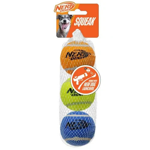 Nerf Dog Squeak Tennis Ball Pk of 3 Dog/Puppy Teething Toy