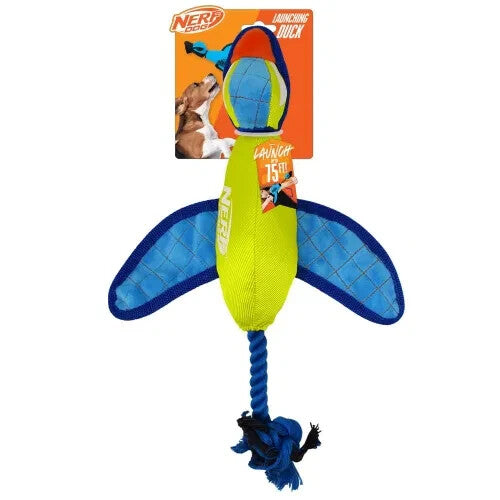 Nerf Dog Nylon Ultra-plush Crinkle Wing Launching Duck 16.5" Rope Dog/Puppy Toy
