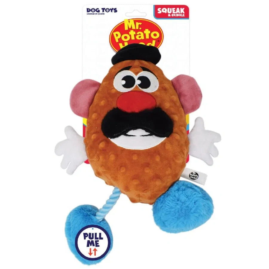 Hasbro Mr Potato head squeak and crinkle pull rope 11" Dog soft dog puppy toy