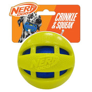 Nerf Dog/Puppy Checker Squeaker & Crunch Ball with Crunch Bag 3.8"