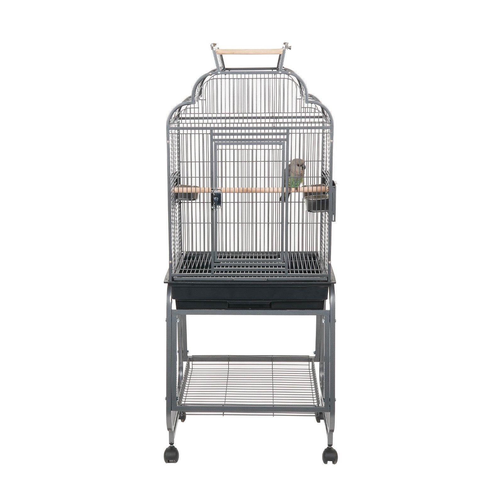 Rainforest Peru Small Parrot Senegal Caique Open Top Bird Antique Black Cage With Stand
