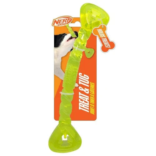 Nerf Dog Treat Tug Bone 11" Interaction/Teething/Dental Health Dog/Puppy Toy