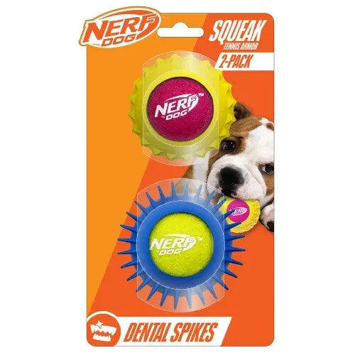 Nerf Dog Rubber Squeak Tennis Armor Ball 2 in pack Dog/Puppy Toy