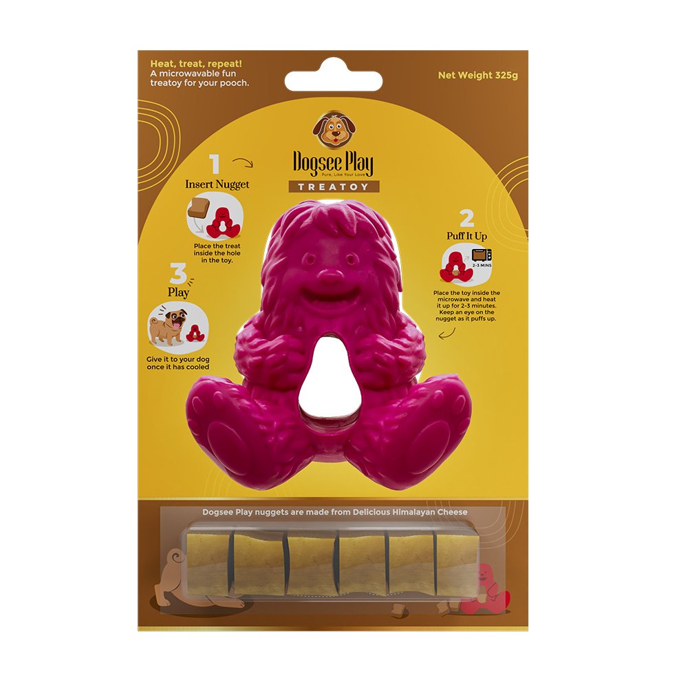Dogsee Play TreatToy Pink Microwavable Yak Toy