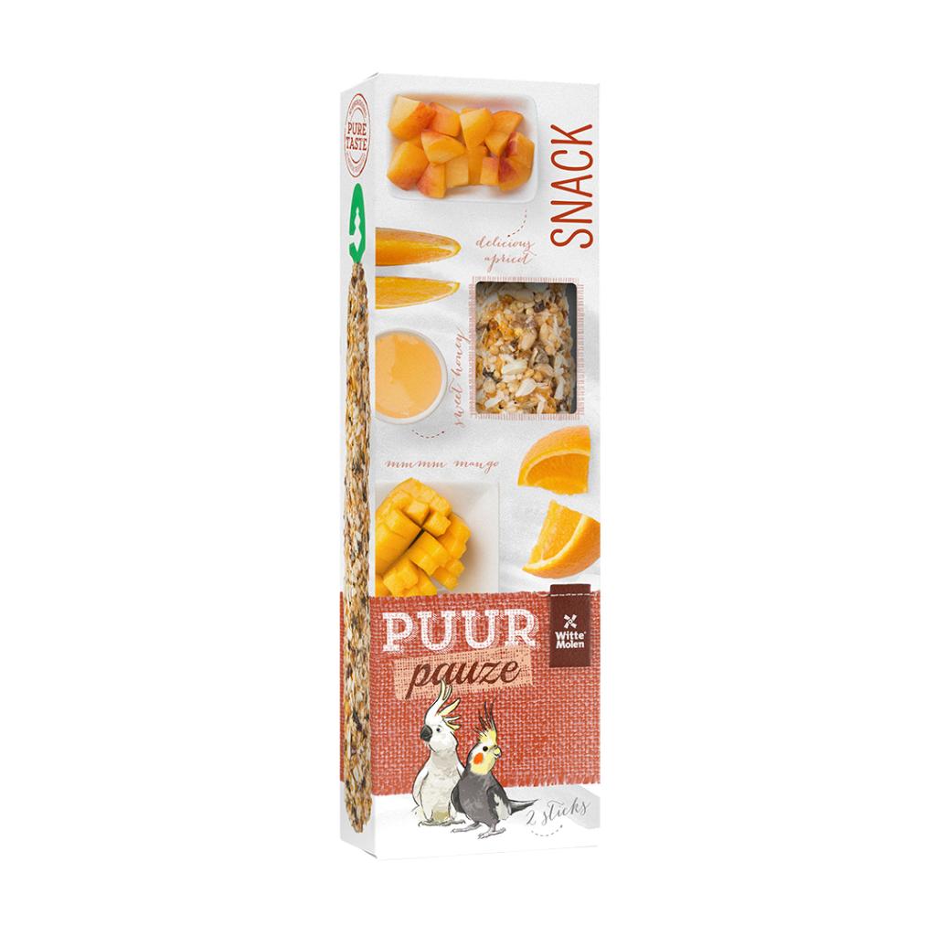 Witte Molen PUUR Pauze Large Parakeet/Cockatoo Sticks Apricot & Mango