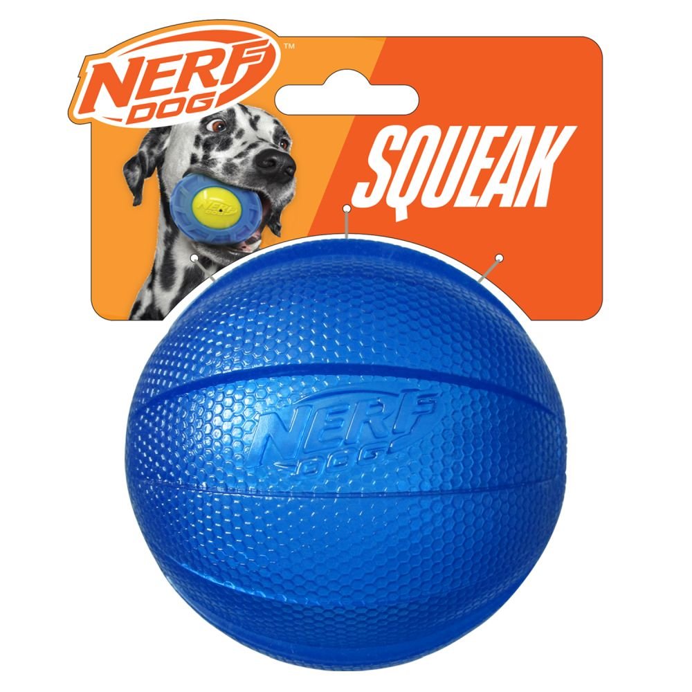 Nerf Dog Transparent TPR Classic Squeak Ball 3.8in Blue