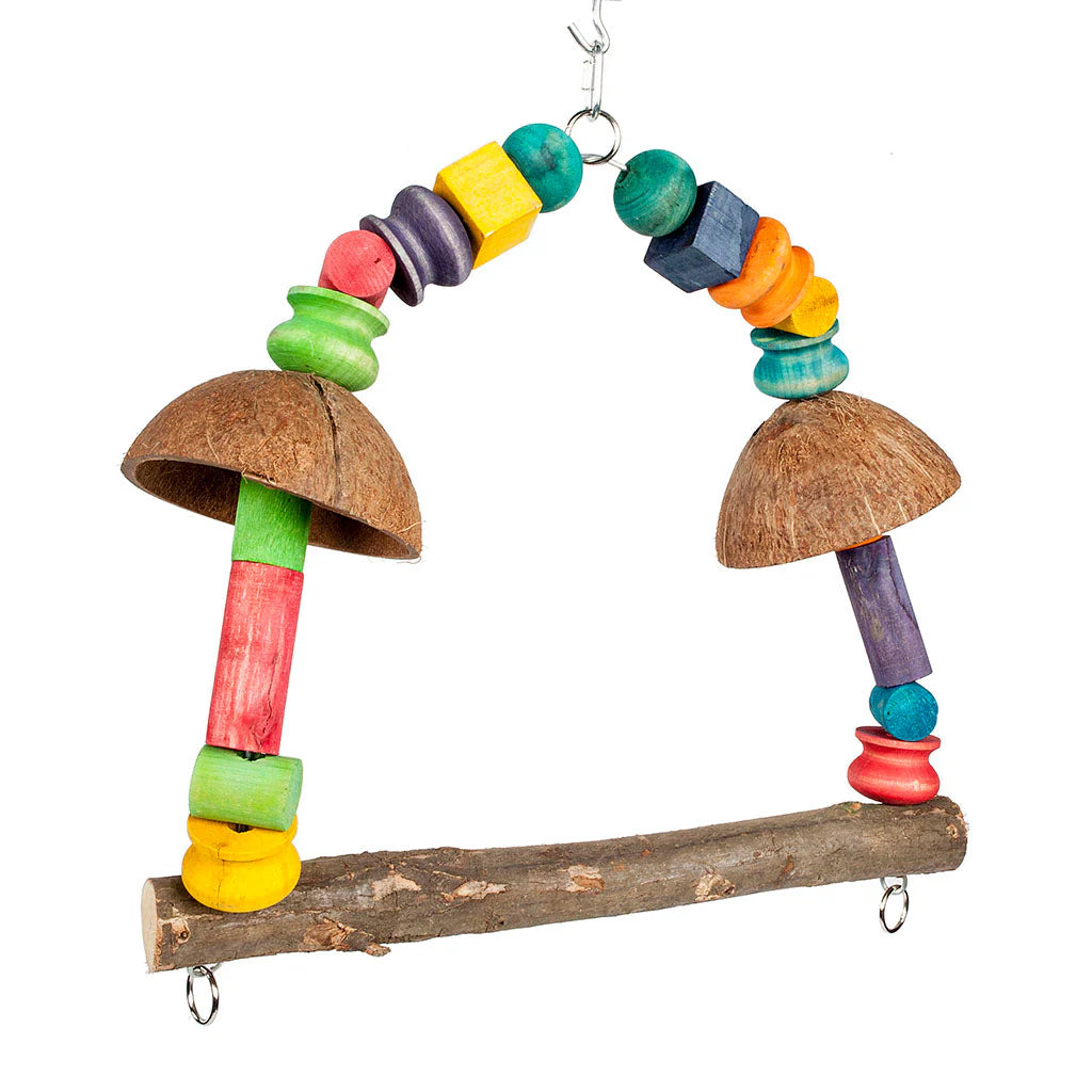 Coconut Rainbow Swing Bird/Parrot Toy