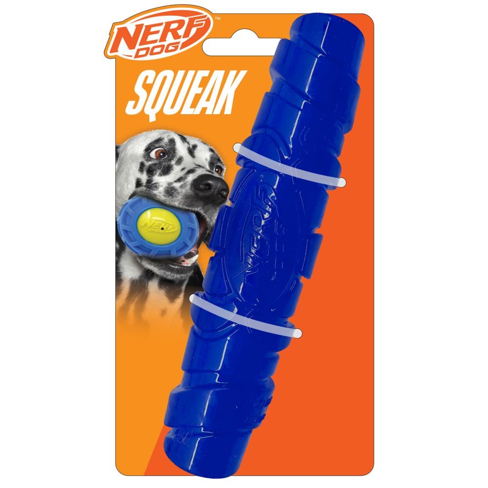 Nerf Dog TPR Squeak Interactive Stick 7in Blue