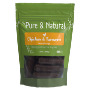 Pure & Natural Chicken & Turmeric Gourmet Sausages 6cm 250g Dog/Puppy Treat