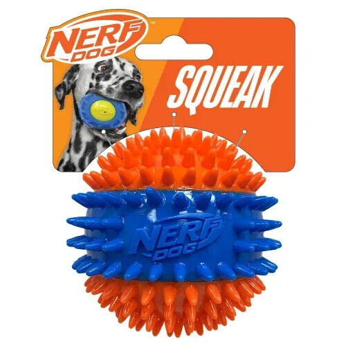 Nerf Dog 3 Part Spike Squeak Ball Teething/Chewing Dog/Puppy Toy
